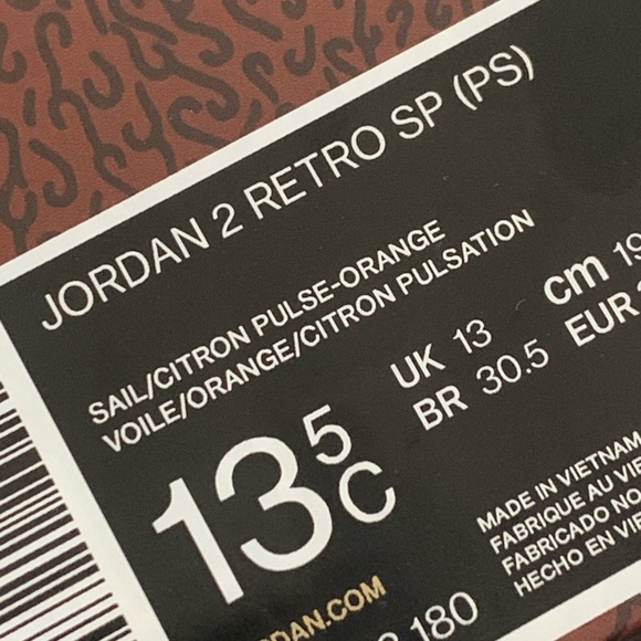 Nike Air Jordan 2 x Maison Château Rouge  SP Baby/ Toddler Shoes 13c - Picture 8 of 8